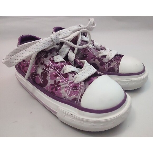 Converse One Star Purple Floral Low Tops Infant/Toddler Size 5 - Picture 1 of 7